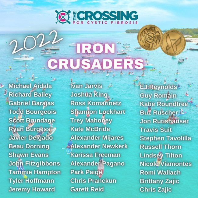 Crossing for Cystic Fibrosis Iron Crusaders stand up paddlers